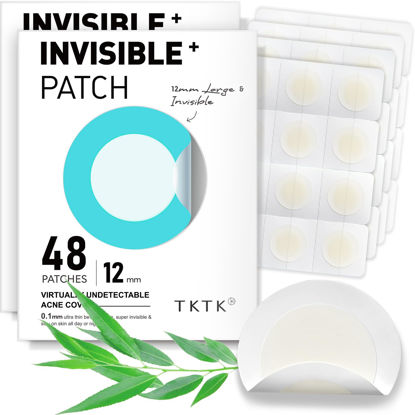Picture of TKTK Pimple Patches, 12mm Invisible Acne Patches for Face with Salicylic Acid, 0.01cm Extra Thin Outer Edge, Hydrocolloid Zit Patch for Pustule, Whitehead, Cystic Acne Spot, 96 Count