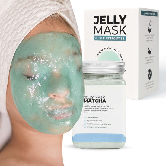 Picture of BRÜUN Peel-Off Matcha Jelly Mask for Face Care - A 23 fl oz Rubber Mask Jar for 30 to 35 Treatments - A Skin Care Moisturizing Gel Mask of Spa Set for Men, Women and Adults