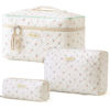 Picture of HBselect Quilted Makeup Bag, 3PCS Cotton Large Travel Makeup Bag, Cute Floral Coquette Make up Bag Cosmetic Bag Toiletry Bag for Women Girls