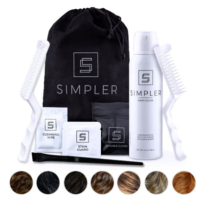Picture of Simpler Hair Color Dark Brown Mustache and Beard Upgraded Brush Kit with 3 Brushes Included for Precision Application - Gentle, Natural Looking Beard Coloring for Men