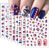Picture of 8Sheets 4th of July Nail Art Stickers Decals Red Blue White American Flag 3D Self-Adhesive Nail Decals Flame Butterfly Heart Designs Independence Day Nail Decorations DIY Nail Supplies for Women Kids