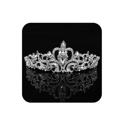 Picture of COCIDE Tiara Crystal Crowns Princess Rhinestone Crown with Combs Bride Headbands Bridal Wedding Prom Birthday Party Hair Accessories Jewelry for Women Girls (Silver)