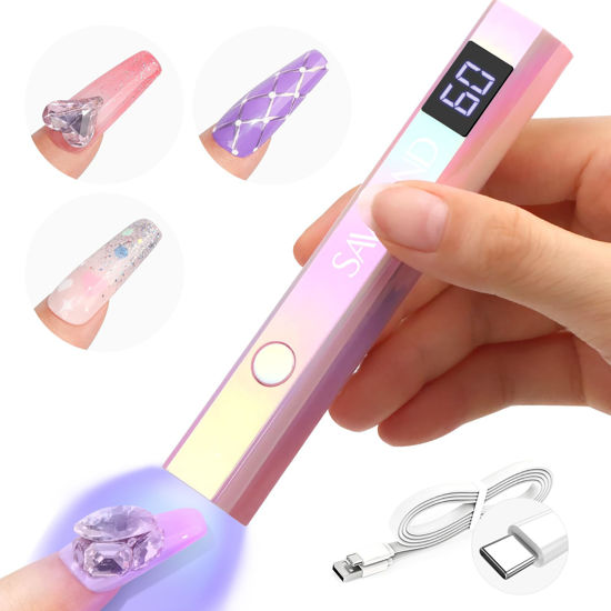 Picture of SAVILAND Handheld U V Light for Nails: 12W Portable Mini UV Light for Gel Nail 3 Timer Setting LED Nail Lamp 400mAh Rechargeable Type-c USB LCD Display Screen Nail Dryer for Home Personal DIY Self Use