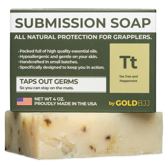 Picture of Premium Tea Tree Oil Soap - USA Made Bar Soap for BJJ, Jiu Jitsu, Wrestling, and Grappling (Single 4 Ounce Soap Bar, Peppermint Tea Tree)