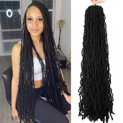 Picture of Datuoda 36 Inch Faux Locs Crochet Hair 6 Packs Soft Locs Crochet Braids Curly Wavy Locs Crochet Dreadlocs Hair for Black Women(36 Inch (Pack of 6), 2#)