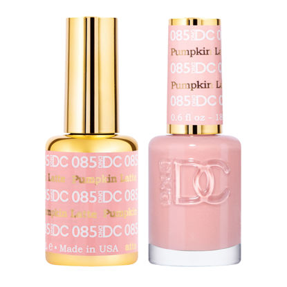 Picture of DND DC Gel Polish Set, Beige Nude Collection, UV/LED Gel Polish and Air Dry Nail Lacquer, Matching Chip-Free Polish Duo, 085 Pumpkin Latte, 0.5 Fl Oz