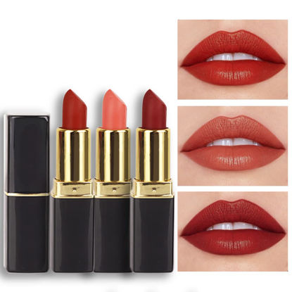 Picture of evpct 3Pcs Dark Light Bright Red Matte Lipstick Pack Sets for Women,Ruby Red Silky Velvet Lipstick Matte Long Lasting Smudge Proof Lipstick Lip Stain Makeup Sets Kit matte lipstick 24 hours original 2