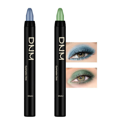 Picture of Kaely 2Pcs Cream Eyeshadow Stick Set for Eyes,Sky Blue & Greenish Cyan Shimmer Pen,Eye Brightener Halloween Makeup,sombras para ojos,Smooth Eye Shadow Highlighter Crayon Pencil Waterproof,10+12