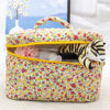 Picture of PAZIMIIK Cotton Makeup Bag for Women Large Quilted Travel Cosmetic Case Girls' Make Up Organizer,Little Flower