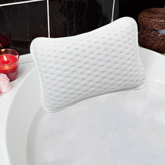Picture of Bath Pillows for tub,Home Spa Pillows for Bathtub, Hot Tub,Head and Neck Support with 2 Strong Suction Cups,White