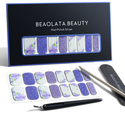 Picture of Beaolata Nail Polish Strips, 32 Nail Wraps, Nail Stickers, Gel Nail Strips, Easy Apply& Remove, Long Lasting, Safe for Nails, Salon Quality (Wisteria02)