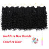 Picture of 8 Packs Goddess Box Braids Crochet Hair 10 Inch Pre-looped Bohemian Crochet Boho Box Braids With Curly Ends 3X Crochet Braids Hair for Women Synthetic Braiding Hair (10 inch, #1B)