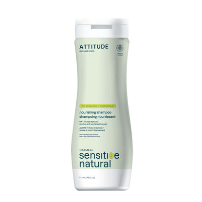 Picture of ATTITUDE Hair Shampoo for Sensitive Dry Scalp, EWG Verified, Soothing Oat, Dry and Damaged Hair, Naturally Derived Ingredients, Vegan and Plant-Based, Nourishing, Avocado Oil, 16 Fl Oz