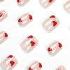 Picture of Valentine'S Day Press on Nails Short Square Fake Nails with Heart Designs Valentines Day Short Nails Press ons for Women Light Pink Full Cover Acrylic Glue on Nails 24 Pcs