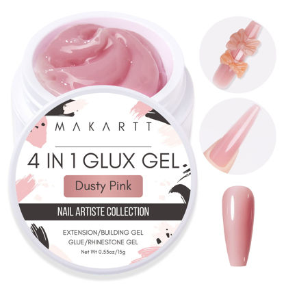 Picture of Makartt Solid Gel Builder: 15ML, Non-sticky for Extension 3D Sculpting Nail, UV Glue for Acrylic Tips, Rhinestones Gels Sculpture Hard Gel for Nails UV/LED Lamp Required Dusty Pink