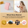 Picture of Kintion Wheat Straw Pocket Mirror, 1X/3X Magnification Travel Mirror for Purse, Lighted Plastic Fiber Mirror, Folding Handheld Mirror, Small Lighted Compact Mirror for Gift, Pink