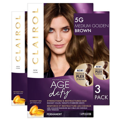 Picture of Clairol Age Defy Permanent Hair Dye, 5G Medium Golden Brown Hair Color, Pack of 3