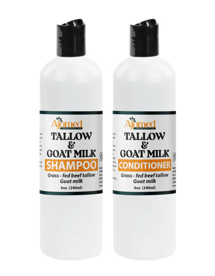 Picture of Beef Tallow & Goat Milk Shampoo and Conditioner Set - Handmade Hair Care for Thinning Relief, Sea Moss Shampoo and Conditioner, Thickening Formula for Hair Regrowth (Shampoo & Conditioner 8 Oz)