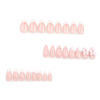 Picture of LPOODDNU Medium Almond Press on Nails White French Tips Pink Fake Nails with 3D Flower Bow Charms Acrylic Nails Press ons Cute Design Glue on False Nails Reusable Stick on Nails 24pcs