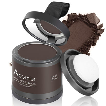 Picture of Acomler Instantly Root Cover Up Hairline Shadow Powder, Root Touch Up Hair Powder 0.35 Ounce for Thinning Hair, Grey Hair Coverage Hair Powder for Women, Men, Beard Line, Bald Spots (Medium Brown)