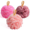 Picture of Fishent Bath Loofah Sponge, 3 Pack loofahs Exfoliating Body Scrubber, 60g Soft Mesh Pouf Shower Puffs, Loofa for Women (Pink-Peach-Coral)