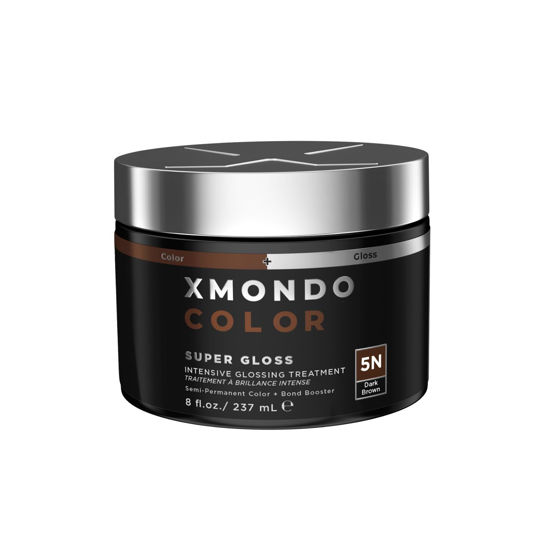 Picture of XMONDO Color Dark Brown Color Depositing Mask & Semi-Permanent Hair Dye Super Gloss | Infused with Bond Boosters for Nourishment, Revitalize & Repair, Vegan Formula, 8 Fl Oz 1-Pack