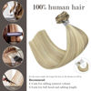 Picture of Honsoo Blonde Hair Extensions Clip In Balayage Hair Extensions Real Human Hair Mixed Bleach Blonde 15inch 70g 7pcs Real Human Hair Straight Silky Blonde For Women Natural Hair