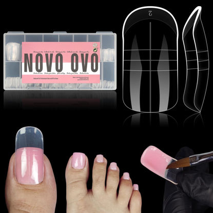Picture of NOVO OVO 300 Pcs Toe Dual Nail Forms for Poly Gel Toenail Extension, Reusable Full Cover Molds for French Tip Acrylic Toenails, Nail Art Design Molds for Pedicure, for Salon & DIY at Home 15 sizes