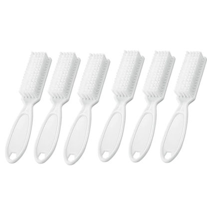 Picture of SQULIGT 6Pcs Handle Grip Nail Brush, Hand Fingernail Cleaner Brush Manicure Tools Scrub Cleaning Brushes for Toes and Nails (White)
