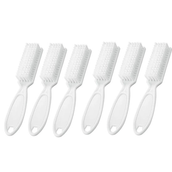 Picture of SQULIGT 6Pcs Handle Grip Nail Brush, Hand Fingernail Cleaner Brush Manicure Tools Scrub Cleaning Brushes for Toes and Nails (White)