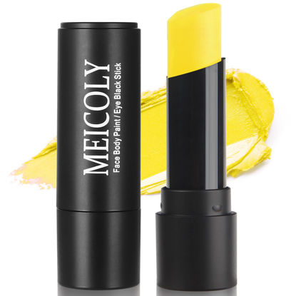 Picture of MEICOLY Yellow Face Body Paint Stick,Face Paint for Halloween SFX Lion Tiger Cosplay Makeup,Face Painting for Adults Kids,Yellow Eye Black Stick Eye Paint for Baseball/Softball/Football/Lacrosse
