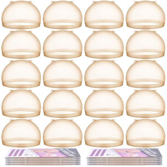 Picture of MORGLES HD Wig Cap or Women, 20 Pcs Transparent Wig Cap for Lace Front Ultra Thin, Nude