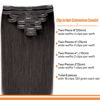 Picture of Pobokix Straight Clip In Hair Extensions Real Human Hair 8Pcs Clip In Dark Brown Human Hair Extensions with 18Clips Lace Weft 120g 18inch #2 Dark Brown
