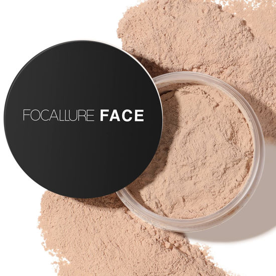 Picture of FOCALLURE Oil Control Loose Face Powder, Translucent Loose Setting Powder, Shine-Free Matte Finishing Powder, Long-lasting & Lightweight Sets Foundation Makeup, Includes Velour Powder Puff, Natural