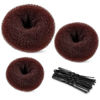 Picture of TsMADDTs Donut Hair Bun Maker, 3PCS Dark Brown Ring Style Bun Maker with 20PCS U Shaped Hair Pins for Women Dance