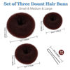 Picture of TsMADDTs Donut Hair Bun Maker, 3PCS Dark Brown Ring Style Bun Maker with 20PCS U Shaped Hair Pins for Women Dance