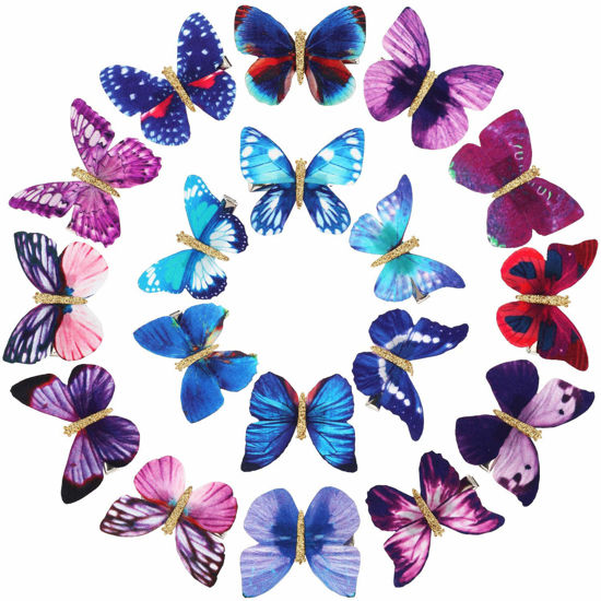 Picture of Boao 18 Pieces Glitter Butterfly Hair Clips for Girls Teens Women Hair Accessories (Mysterious Styles)