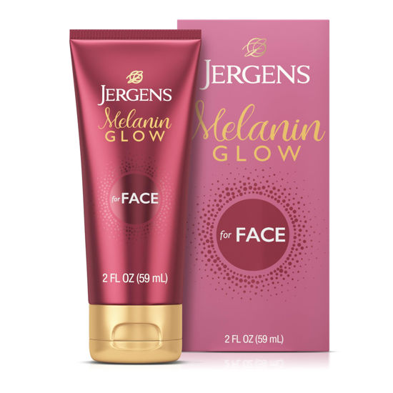 Picture of Jergens Melanin Glow Facial Glow Enhancer, Luminizer and Moisturizer with Hyaluronic Acid, Dermatologist-Tested, Non-Comedogenic, 2Oz