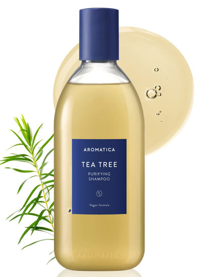 Picture of AROMATICA Tea Tree Purifying Shampoo 13.53fl.oz./400ml, Tea Tree Shampoo for Oily Hair and Scalp, Sulfate Free, Vegan