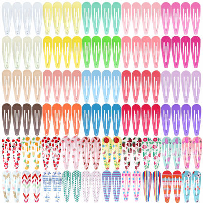 Picture of 120 Pcs Funtopia 2 Inch Candy Color Barrettes and Non-Slip Metal Snap Hair Accessories for Kids, Teens, and Women (40 Assorted Colors)
