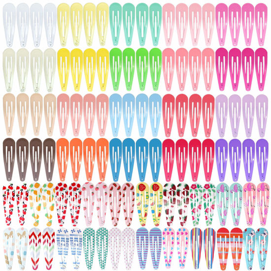 Picture of 120 Pcs Funtopia 2 Inch Candy Color Barrettes and Non-Slip Metal Snap Hair Accessories for Kids, Teens, and Women (40 Assorted Colors)