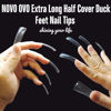 Picture of NOVO OVO XXL Long Duck Feet Nail Tips Half Cover for Acrylic, Clear C Curve XXXL Extra Super Long Flare Y2K Wide French Soft Gel False Nail Extension x 11 Sizes in Box 110 pcs