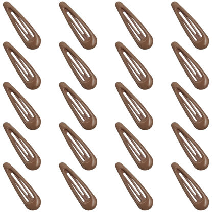 Picture of GKETN Snap Hair Clips for Women and Girls Water Drop Non Slip Hair Barrettes Heavy Coated Metal Coffee Color Hair Clips Accessory 20 PCS 1.89"