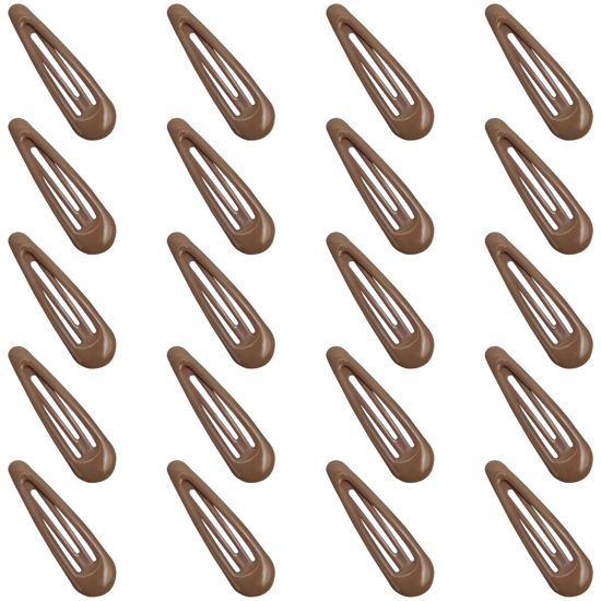 Picture of GKETN Snap Hair Clips for Women and Girls Water Drop Non Slip Hair Barrettes Heavy Coated Metal Coffee Color Hair Clips Accessory 20 PCS 1.89"