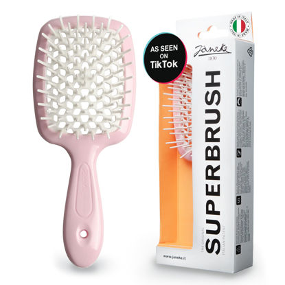 Picture of Janeke Original Patented Superbrush Detangler Brush Anti-static Hairbrush Easy For Wet or Dry Use Flexible with Nylon Bristle Great for All Hair Types - Long Thick Curly (Pink)