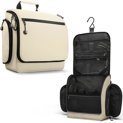 Picture of VENTURE 4TH Hanging Travel Toiletry Bag for Women & Men - Travel Organizer with Expandable Compartments & Removable Clear Pouch for Toiletries (Beige)
