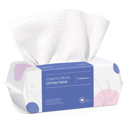 Picture of PoeticEHome Clean Towel | Thick & Absorbent | Cotton Face Tissue Biodegradable | Disposable Dry Wipes for Facial Cleansing & Makeup Removing