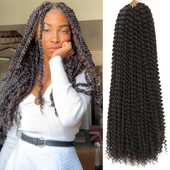 Picture of Alrence Passion Twist Hair 20 Inch 8 Packs Water Wave Crochet Hair Curly Braiding Hair For Butterfly Locs Long Bohe Crochet Braids (20 Inch (Pack of 8), 4#)