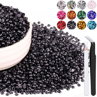 Picture of 8000PCS 3mm Resin Black Rhinestones Bulk for Crafting, Flatback Bedazzling Crystals for Crafts DIY Nail Decoration, Gems for Tumbler Shoes Clothing Fabric with Pickup Pen and Tweezers