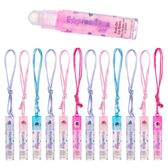 Picture of Expressions 12pc Lip Gloss Necklace, Fruit Flavored Lip Gloss Set, Lip Gloss Value Pack, Teen Girls Party Favors, Non Toxic Lip Gloss Necklaces For Girls